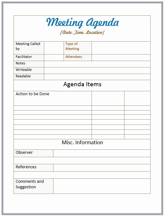 Sample Agenda Template for Meetings Awesome 10 Free Sample Informal Agenda Templates for Your Casual