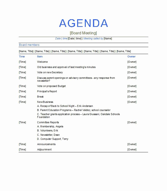Sample Agenda Template for Meetings Fresh 46 Effective Meeting Agenda Templates Template Lab