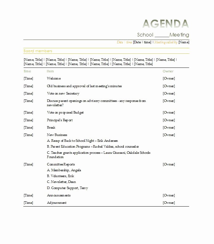 Sample Agenda Template for Meetings Lovely 46 Effective Meeting Agenda Templates Template Lab