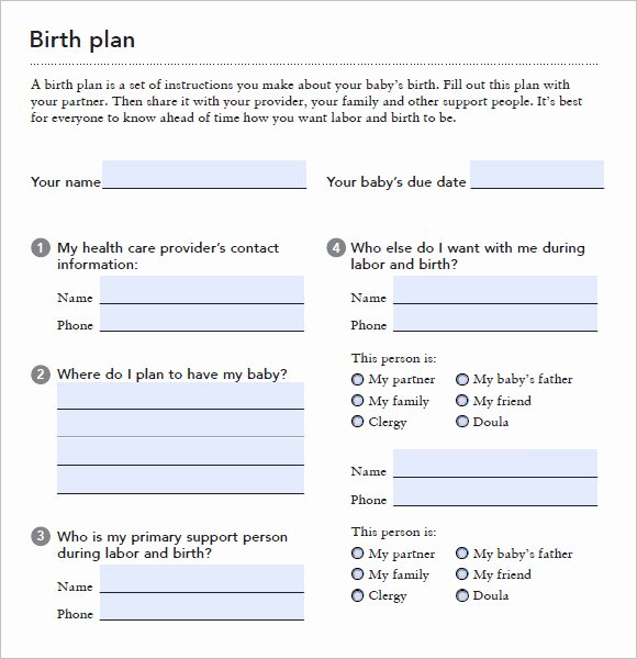 Sample Birthing Plan Template Elegant 9 Birth Plan Templates – Free Samples Examples &amp; format