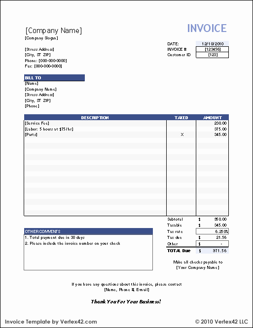 Sample Invoice Template Excel Beautiful Free Invoice Template for Excel