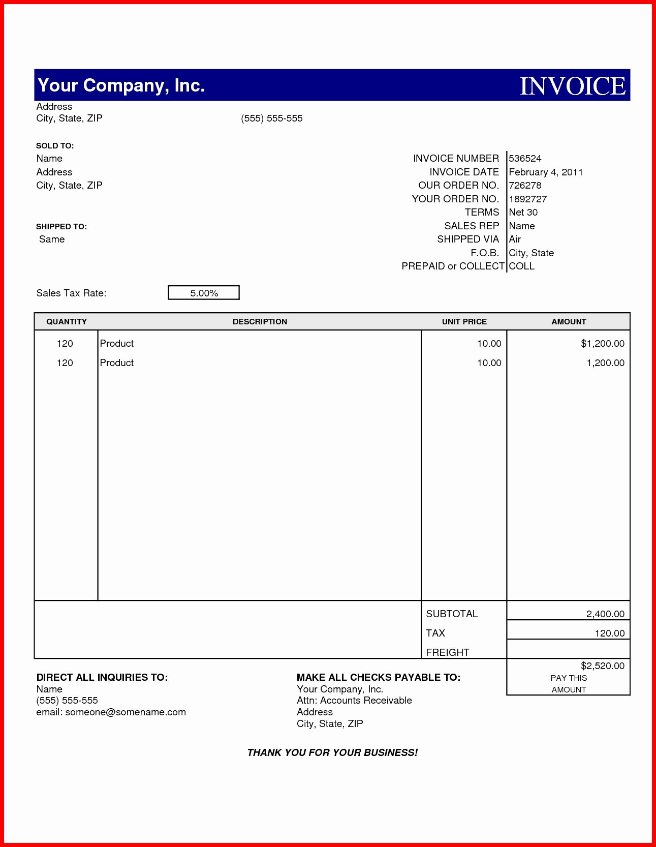 Sample Invoice Template Excel New Cash Invoice Template Excel