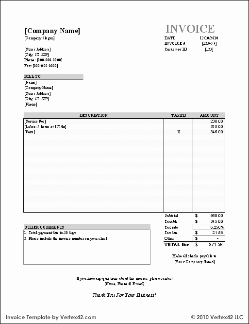 Sample Invoice Template Excel Unique Free Invoice Template for Excel