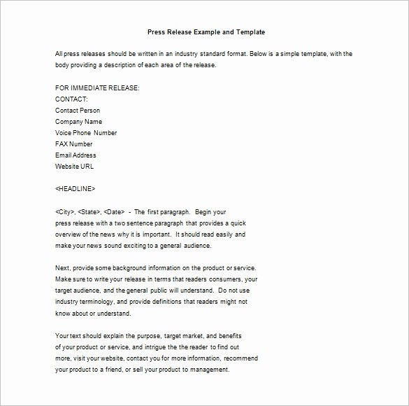 Sample Press Release Template Elegant 28 Press Release Template Word Excel Pdf