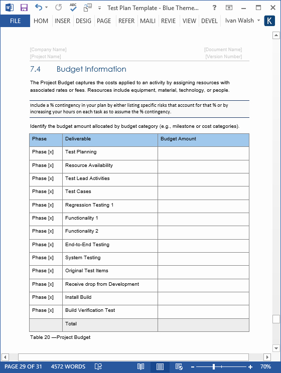 Sample Test Plan Template Lovely Test Plan – Download Ms Word &amp; Excel Template