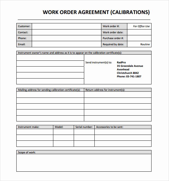 Sample Work order Template Elegant 14 Work order Samples – Pdf Word Excel Apple Pages