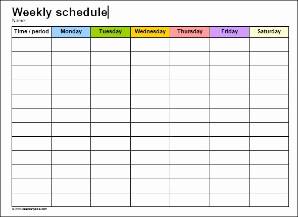Sample Work Schedule Template Fresh Weekly Work Schedule Template