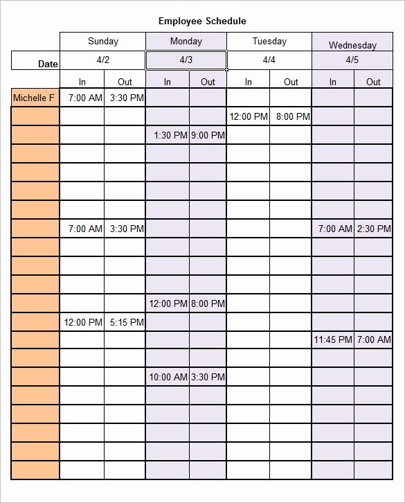 Sample Work Schedule Template Lovely Work Schedule Templates – 9 Free Word Excel Pdf format