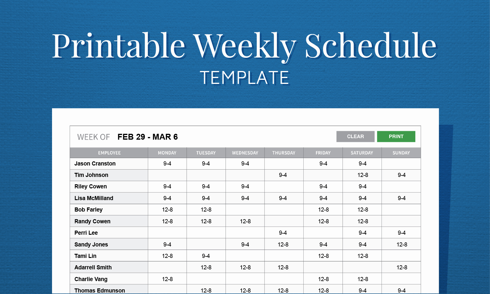 Schedule for Employees Template Elegant Free Printable Work Schedule Template for Employee