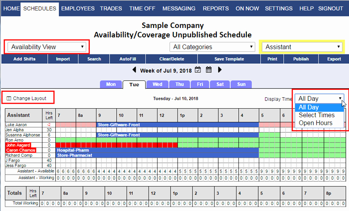 Schedule Of Availability Template Elegant Employee Work Availability form Sample Free Example format