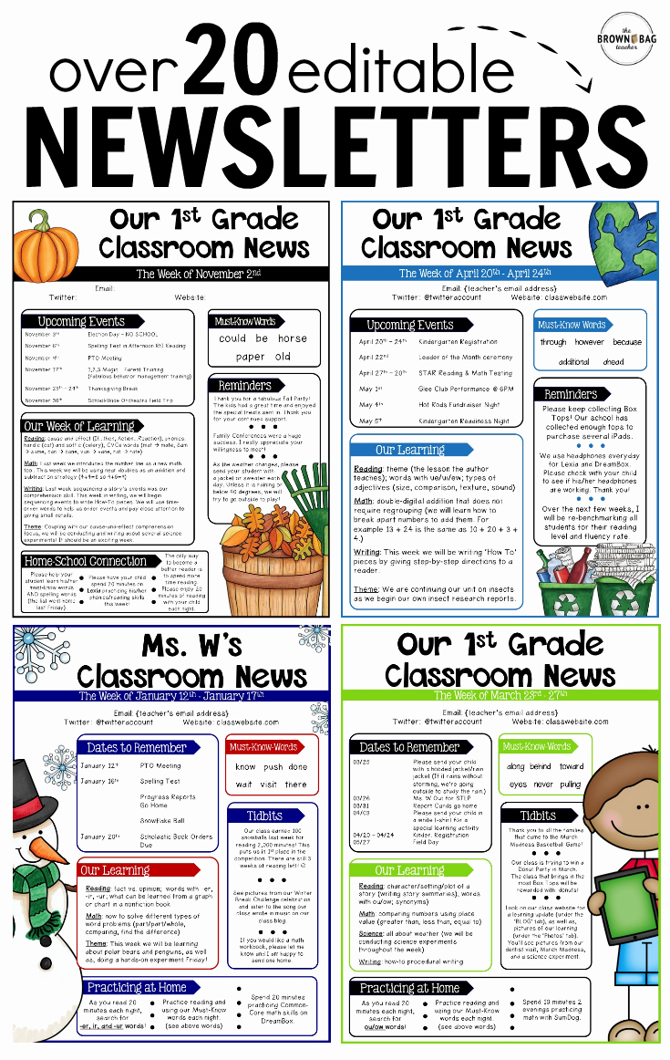 School Newsletter Template Free Best Of Editable Newsletter Templates Back to School