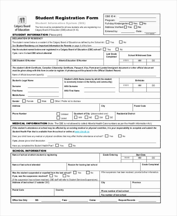 School Registration form Template Awesome School Register form Template