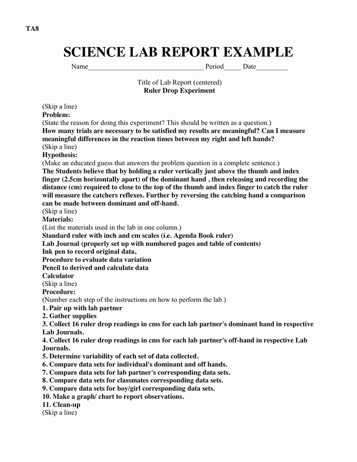 Scientific Lab Report Template Luxury Science Lab Report Example In Word and Pdf formats