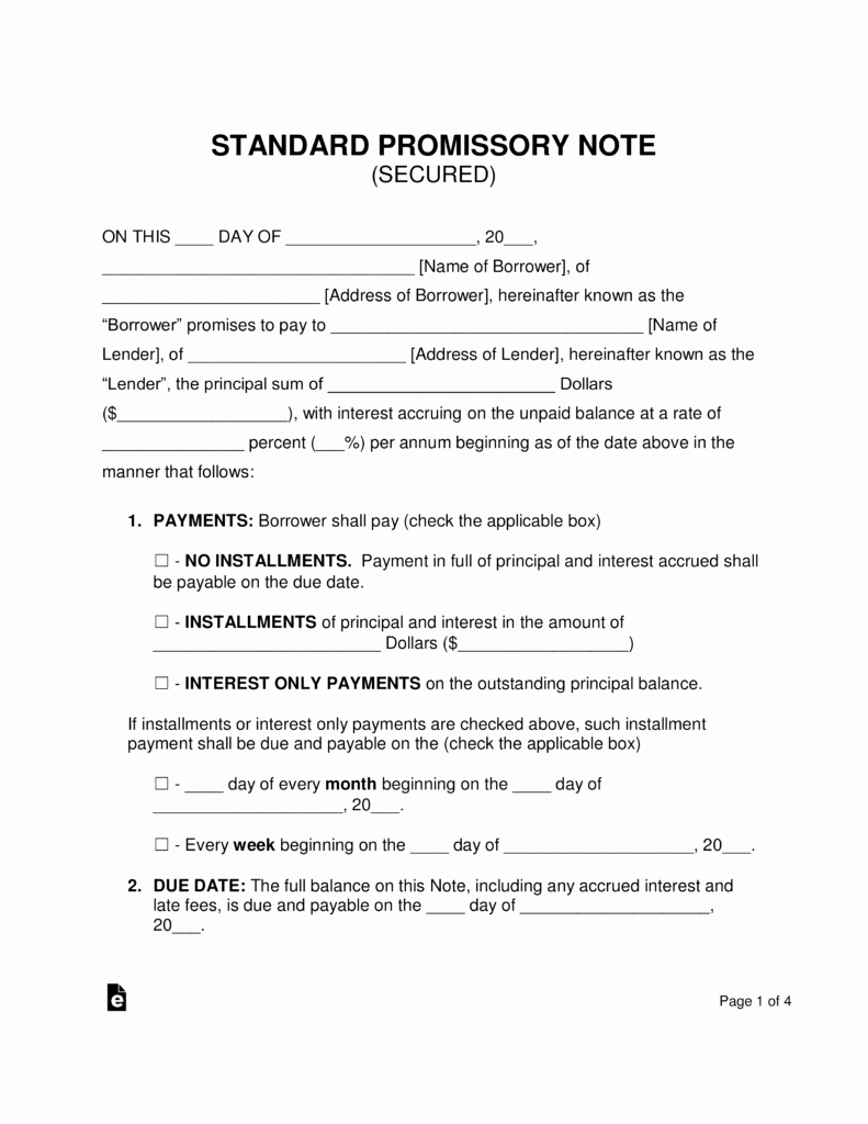Secured Promissory Note Template Pdf Awesome Free Secured Promissory Note Template Word