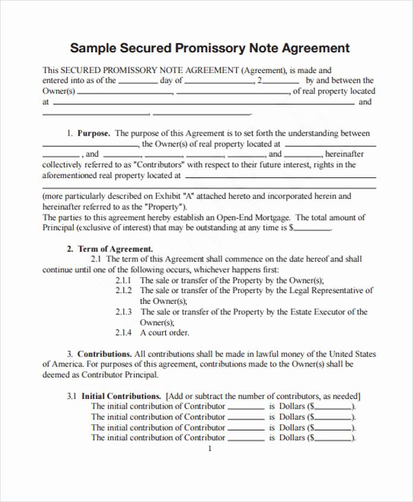 Secured Promissory Note Template Pdf Luxury 28 Free Note Templates
