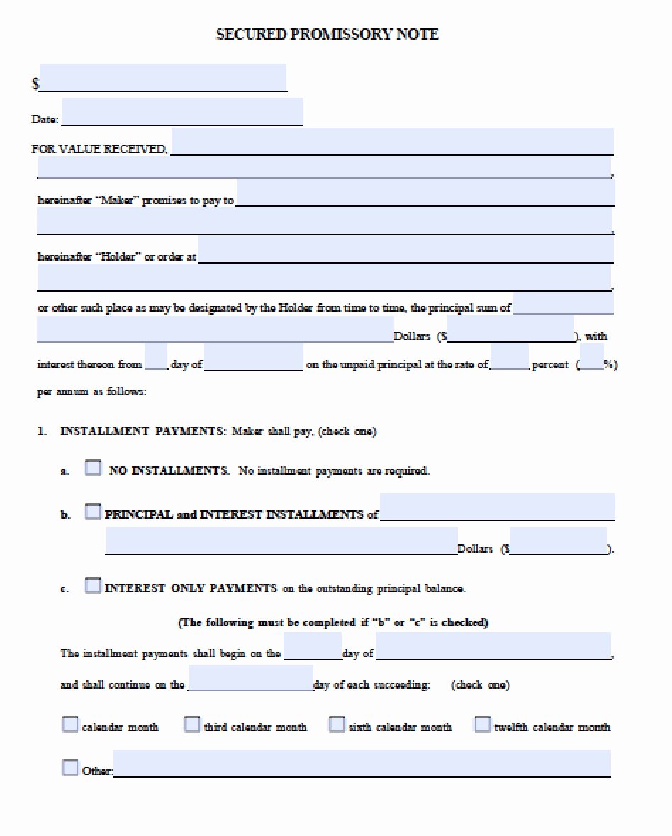 Secured Promissory Note Template Pdf New Download Secured Promissory Note Template Pdf