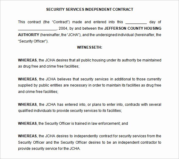 Security Guard Contract Template Elegant 12 Security Contract Templates Doc Pdf