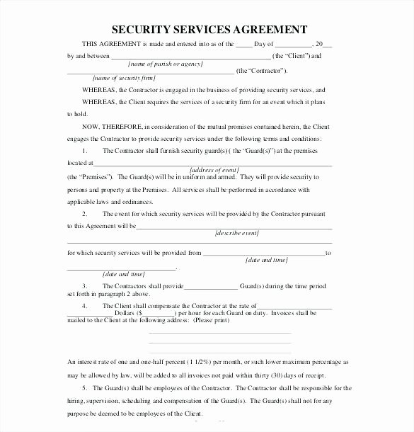 Security Guard Contract Template Fresh Security Guard Service Contract Sample Termination Letter