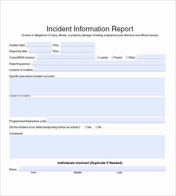 Security Guard Incident Report Template Awesome 37 Incident Report Templates Pdf Doc Pages
