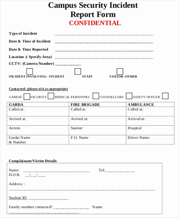Security Guard Incident Report Template Luxury 36 Incident Report formats Pdf Word Pages