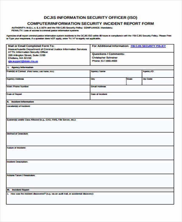 Security Incident Report Template Best Of 53 Incident Report Examples
