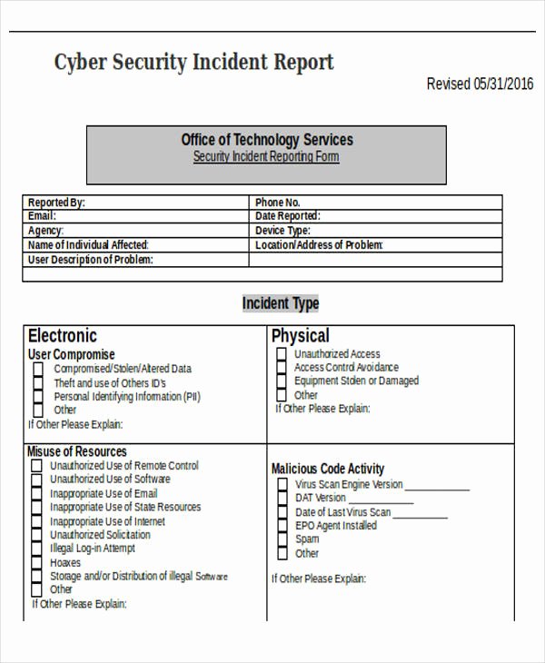 Security Incident Report Template Fresh 28 Incident Report Templates In Word