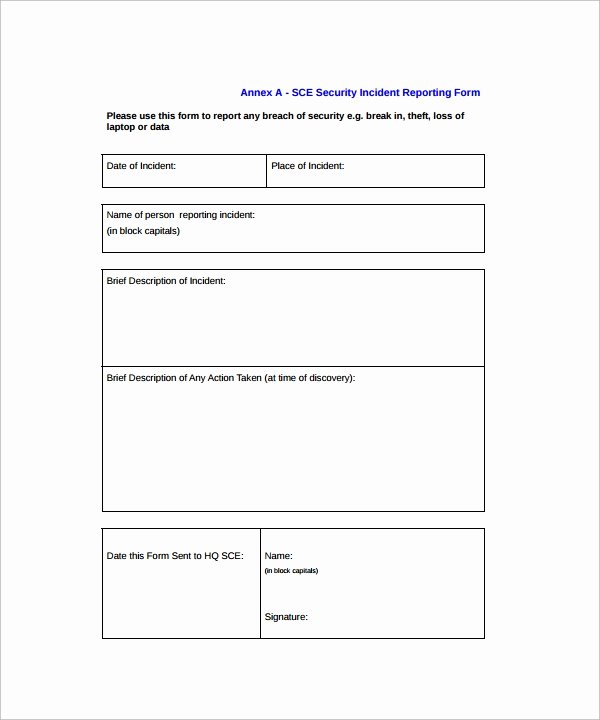 Security Incident Report Template Word Awesome 26 Sample Incident Report Templates