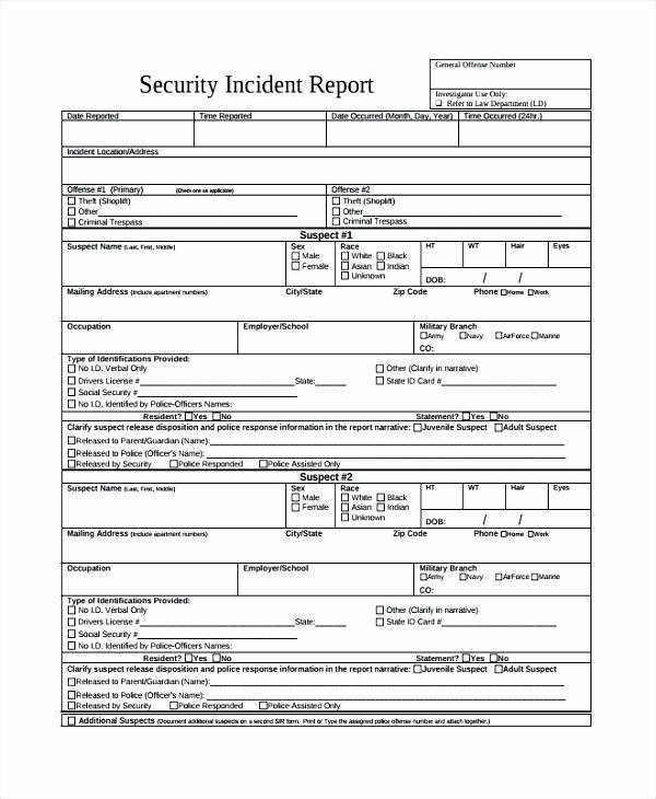 Security Incident Report Template Word Unique Criminal Report Template – Royaleducationfo