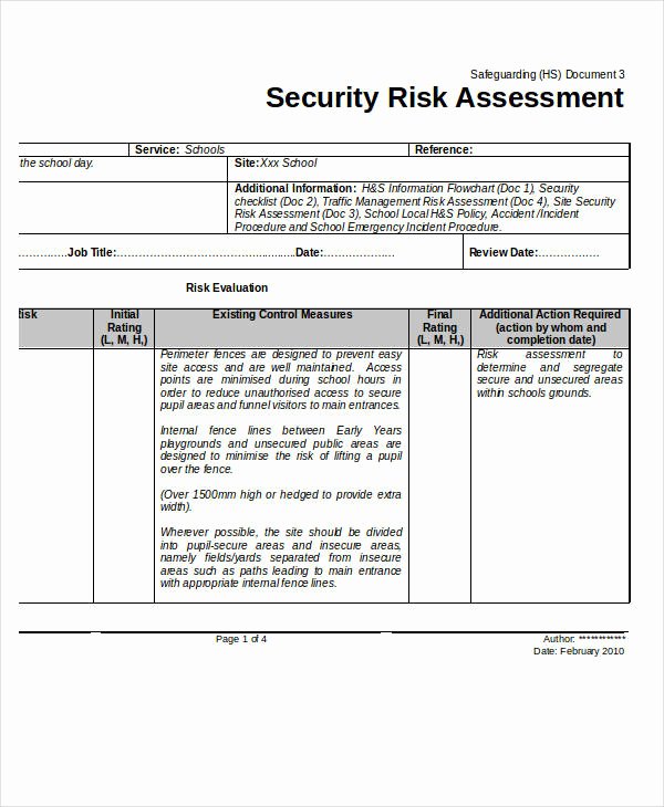 Security Risk Analysis Template New 40 Risk assessment Examples &amp; Samples