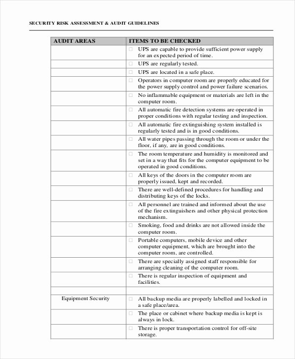 Security Risk assessment Template Inspirational Sample Risk assessment form 18 Free Documents In Word Pdf