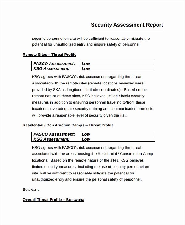 Security Risk assessment Template New 9 Sample Risk assessment Report Templates Google Docs