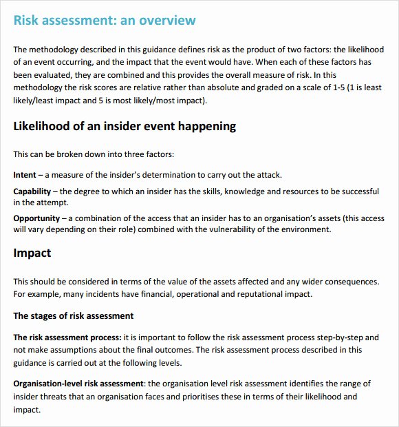 Security Risk assessment Template New Security Risk assessment – 7 Free Samples Examples format