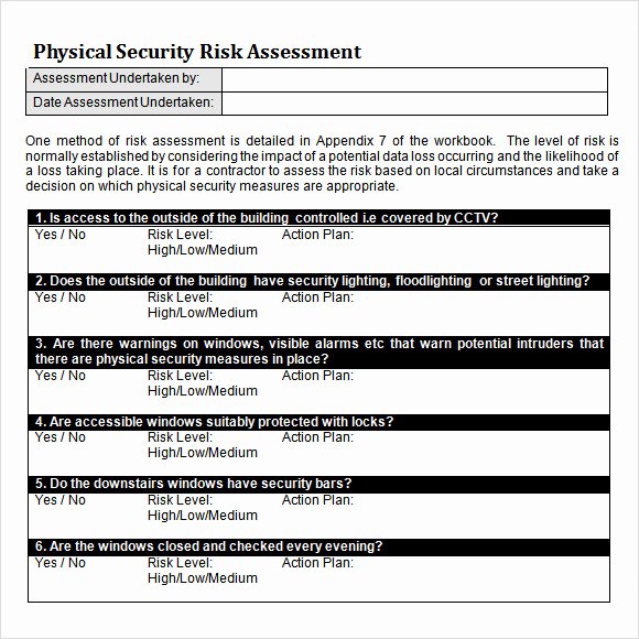 Security Risk assessment Template Unique 10 Sample Security Risk assessment Templates Pdf Word