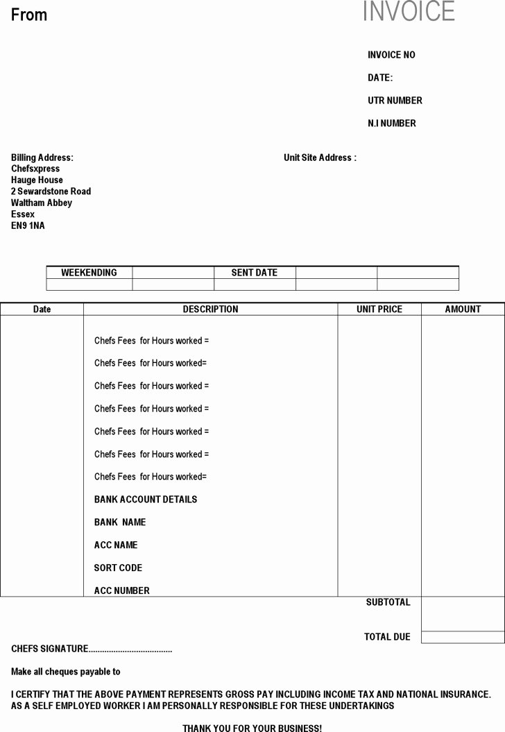 Self Employed Invoice Template New Download Self Employed Invoice Templates for Free