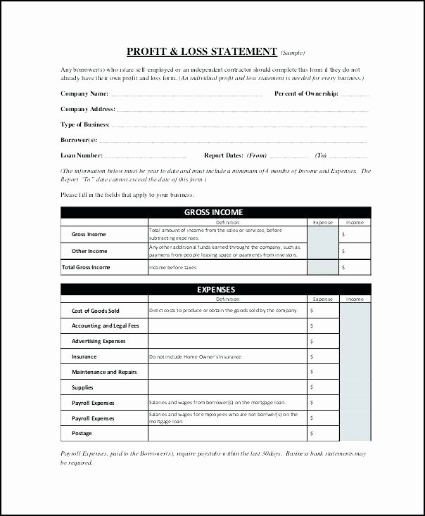 Self Employment Income Statement Template Lovely Excel Profit and Loss Template Free for Self Employed