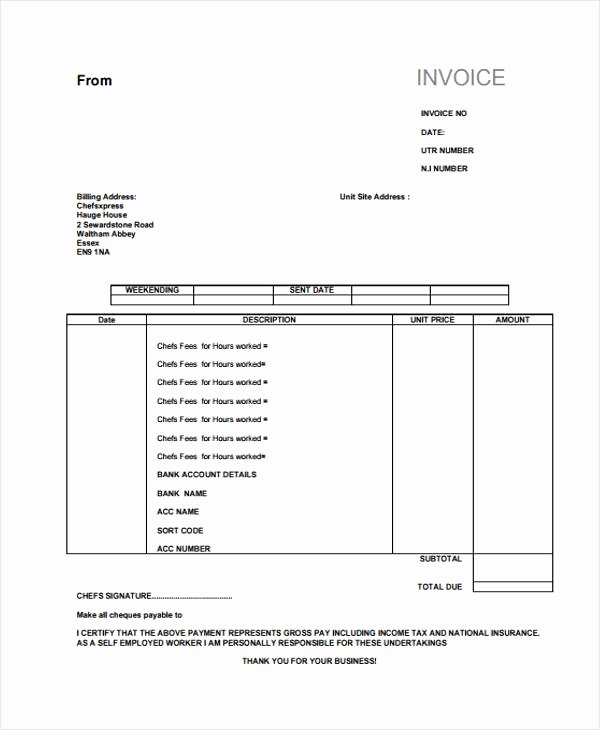 Self Employment Invoice Template Inspirational Self Employed Invoice Template Uk Self Employed Invoice