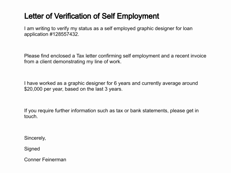 Self Employment Letter Template Beautiful Letter Of Verification
