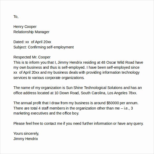 Self Employment Letter Template Lovely 8 Sample It Cover Letter Samples Examples &amp; format