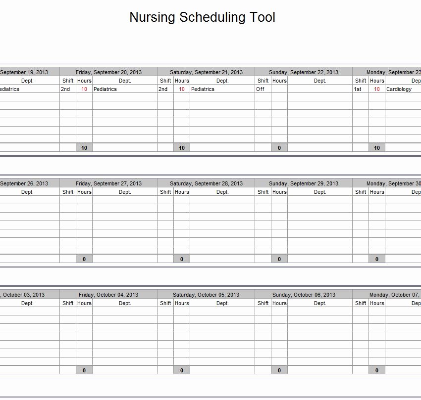 Self Scheduling for Nurses Template Elegant Hospital Nurse Schedule Excel Template