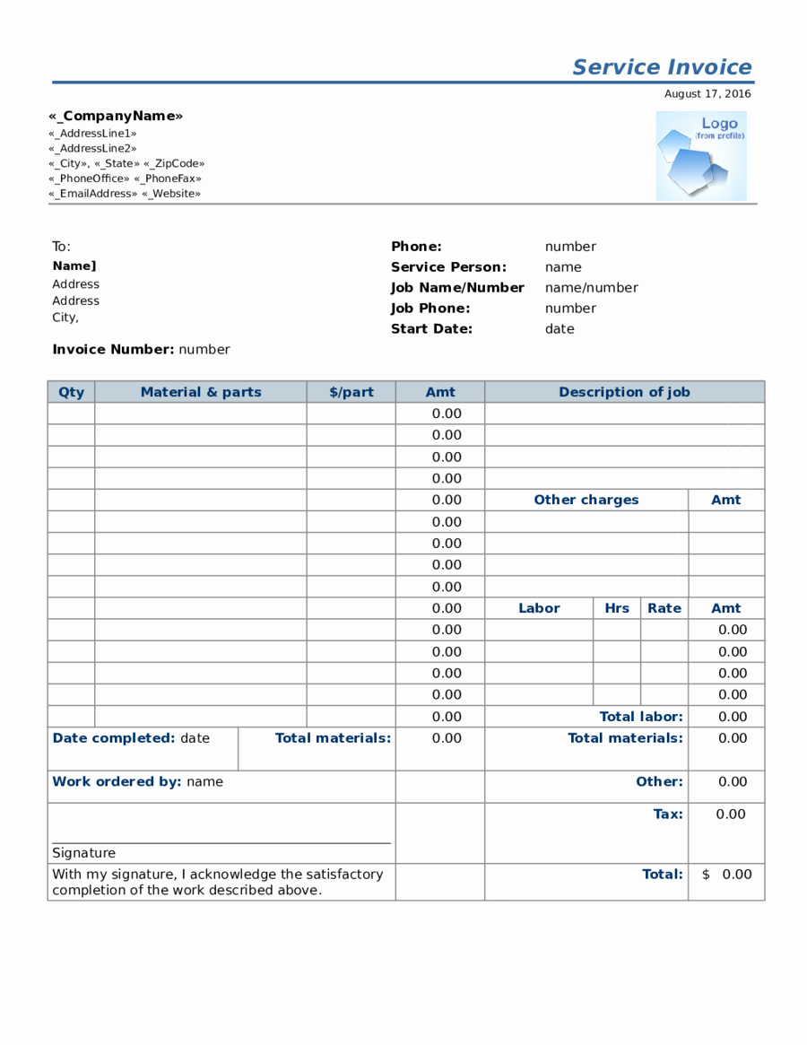 Service Invoice Template Free Awesome Invoice Template Free Invoice Template Word Excel &amp; Pdf
