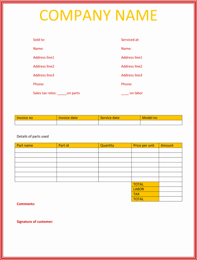 Service Invoice Template Free Elegant 5 Service Invoice Templates for Word and Excel