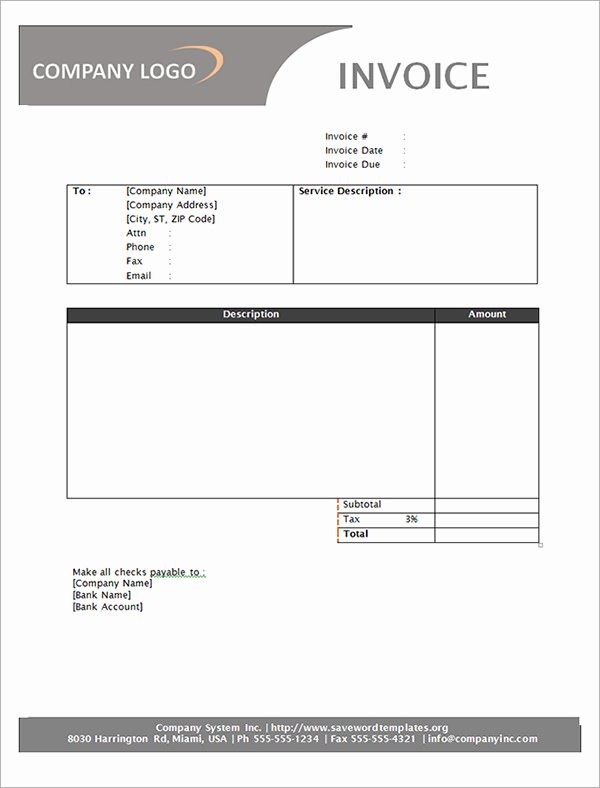 Service Invoice Template Free New 34 Printable Service Invoice Templates
