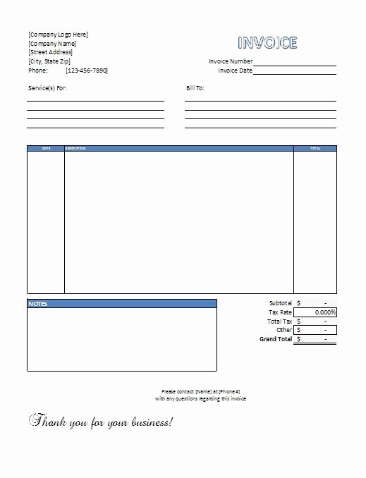 Service Invoice Template Free New Free Excel Invoice Templates Free to Download
