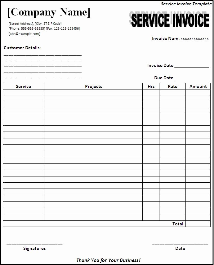 Service Invoice Template Pdf Best Of 39 Best Templates Of Service Billing Invoice Examples