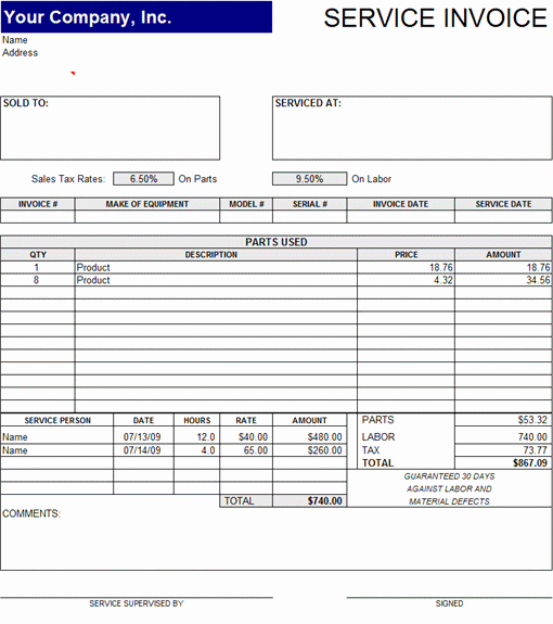 Service Invoice Template Pdf Lovely 39 Best Templates Of Service Billing Invoice Examples