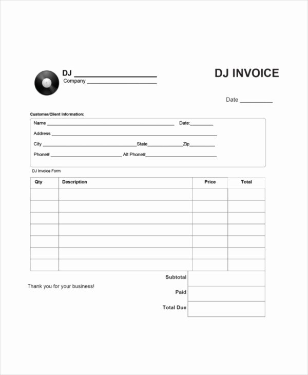 Service Invoice Template Pdf Lovely Dj Invoice Template 8 Free Word Pdf Documents Download