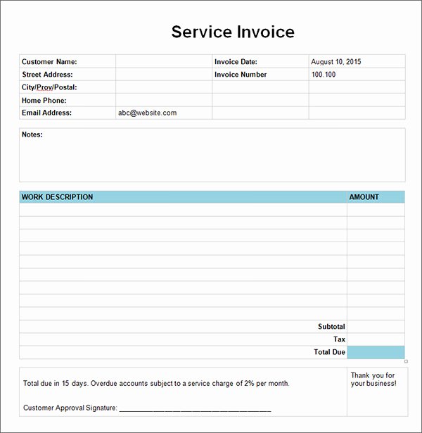 Service Invoice Template Pdf Luxury 34 Printable Service Invoice Templates