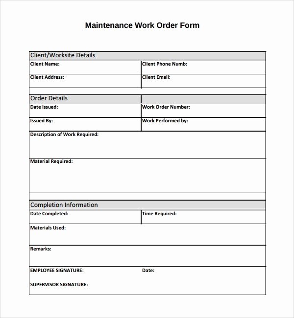 Service Work order Template Best Of 5 Maintenance Work order Template Free Download