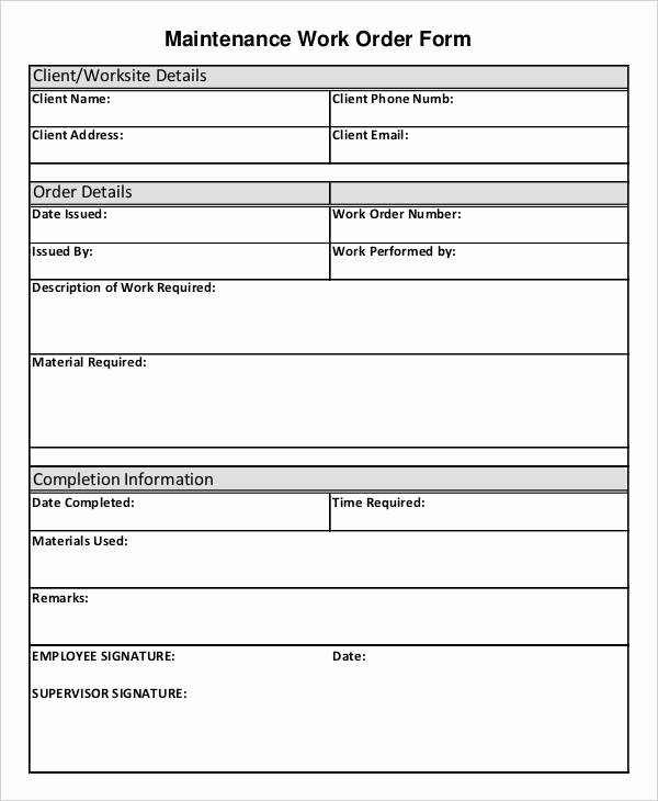 Service Work order Template Inspirational 9 Job order forms Free Sample Example format Download