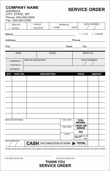 Service Work orders Template Lovely Sales Receipt Template forms